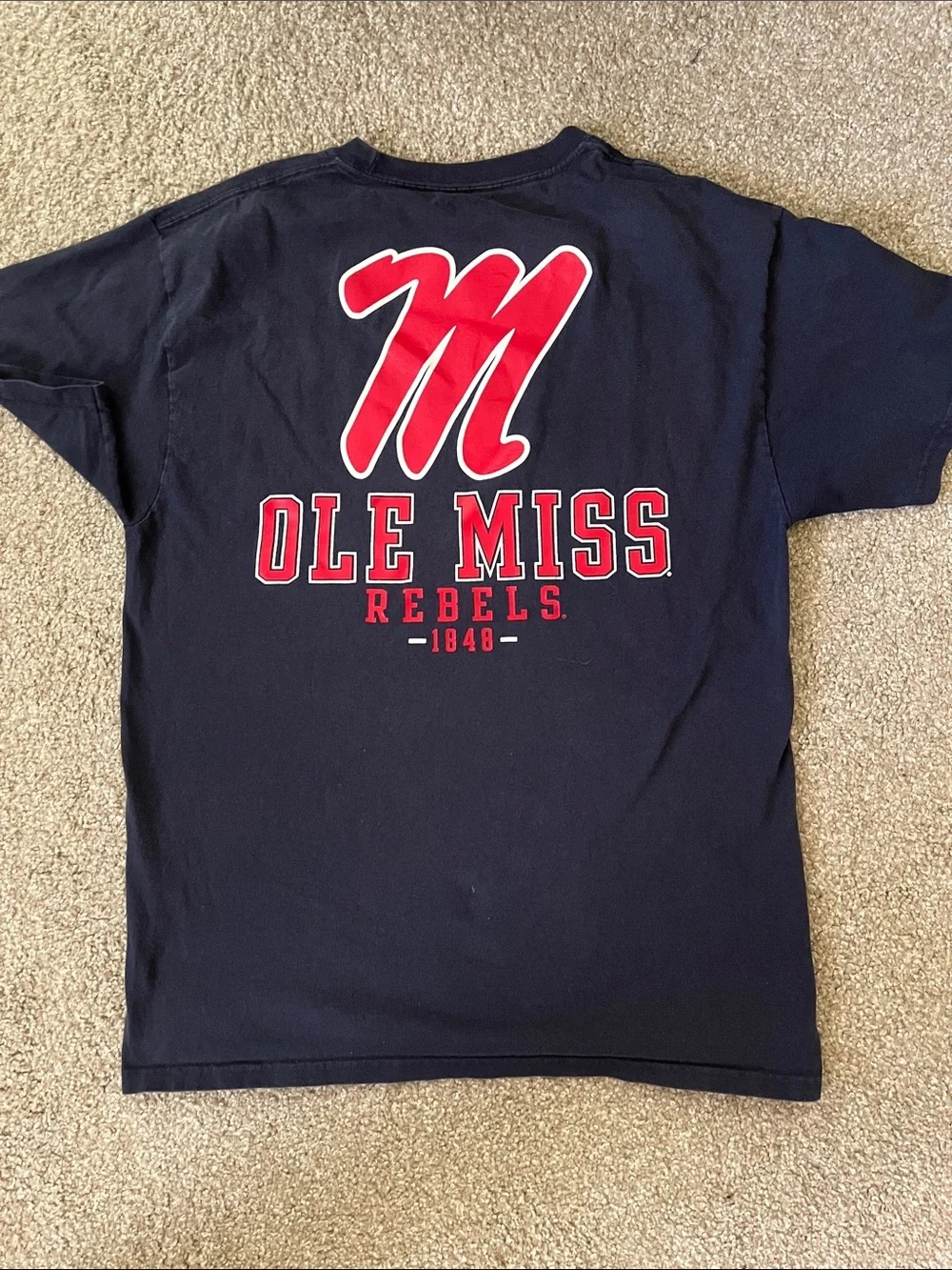 Ole Miss Navy Tee by Champion with Red Ole Miss Script - Picture 4 of 4